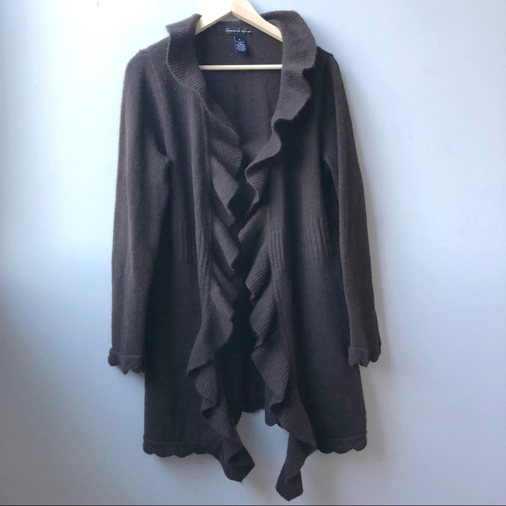 Marina Luna Long Open Cardigan Sweater Brown XL